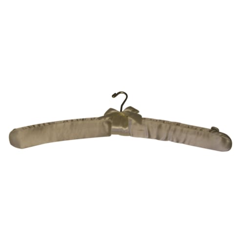Satin Ivory Mini Hook Padded Hanger with Brass Hardware